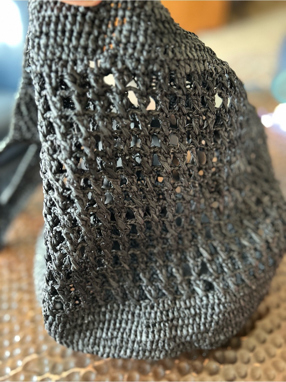 Mar Y Sol Black Crochet Tote Bag - Women's Casual Beach bag